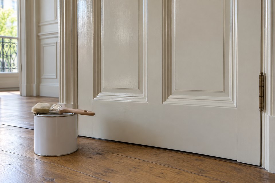 Porte intérieure en bois fraîchement laquée